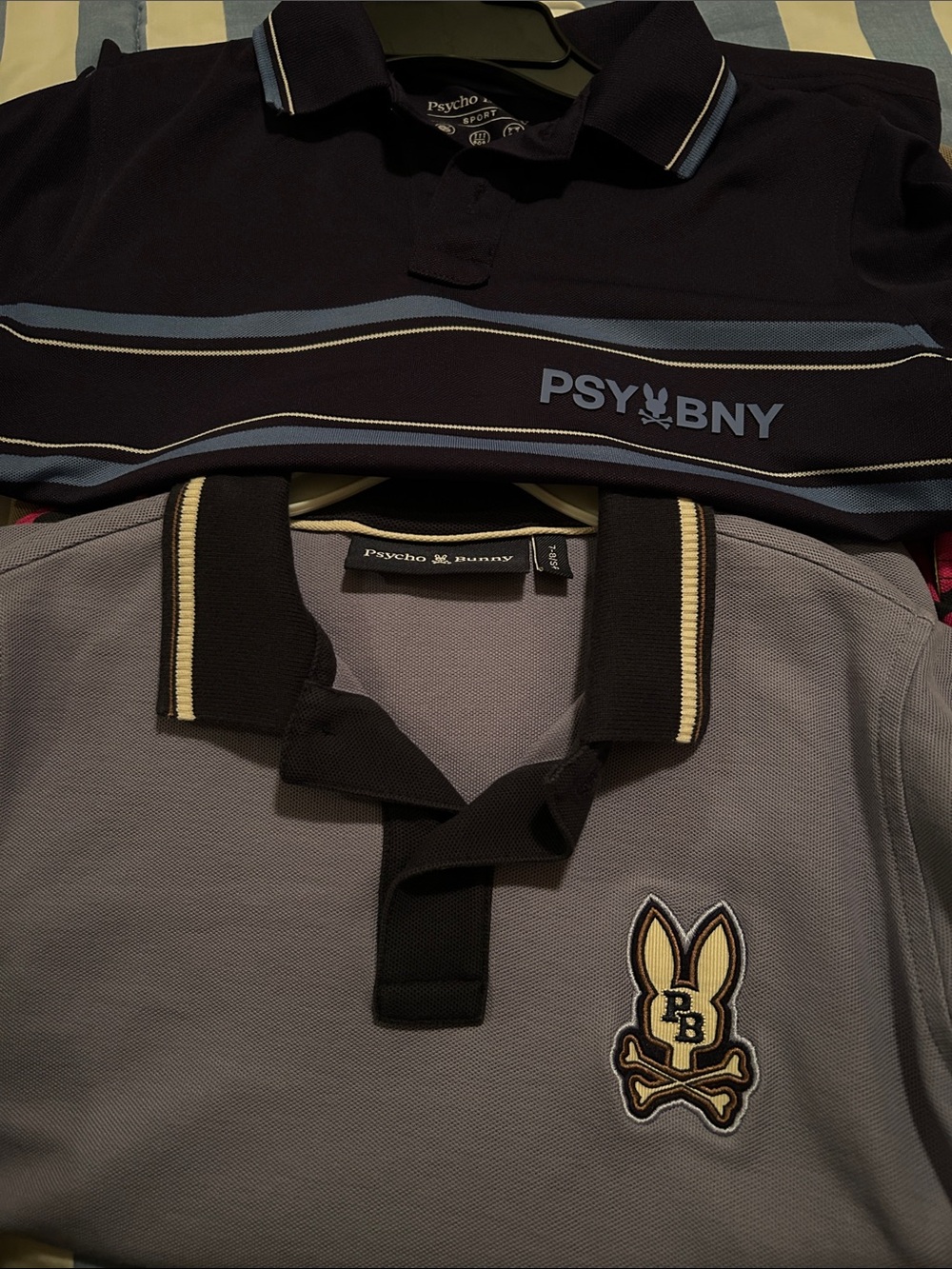 Psycho Bunny Kids Polo Pack — Navy, Light Blue & Gray with Black Trim